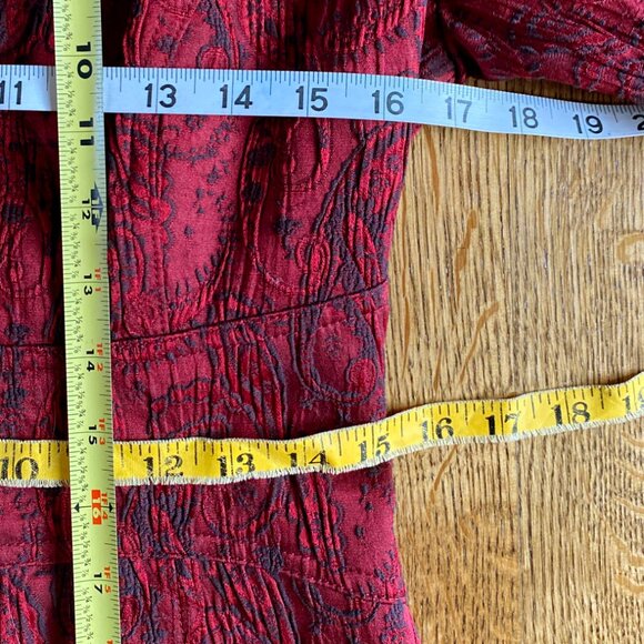 BISOU BISOU Paisley Blazer Jacquard Brocade Fitted Long Coat Dress 90s Red 6 - Picture 11 of 12